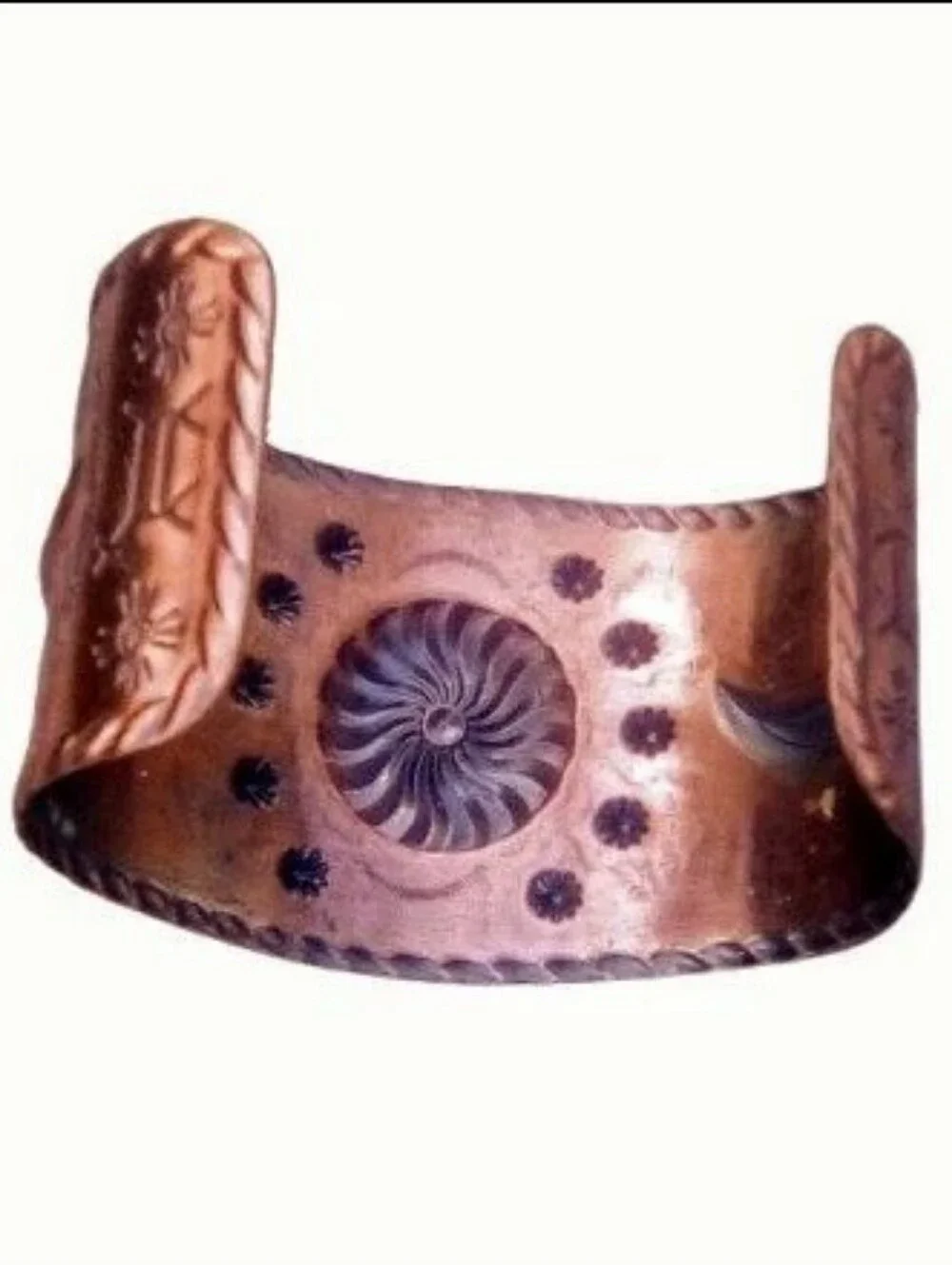 Bell Trading Post Vintage Solid Copper Stamped Wide Cuff Bracelet